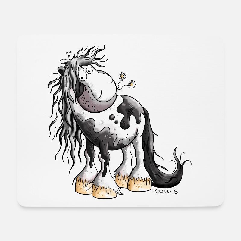 Lustiger Irish Tinker Schecke Pferd Pferde - Mousepad (Querformat) - Weiß