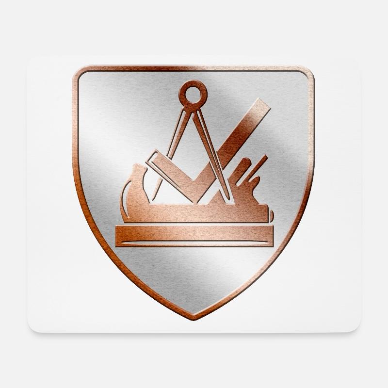Tischler und Schreiner Wappen Schild in 3D - Mousepad (Querformat) - Weiß