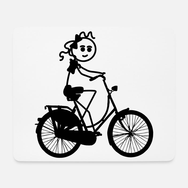 Traditionelles Fahrrad mit Strichmännchen Oma - Mousepad (Querformat) - Weiß