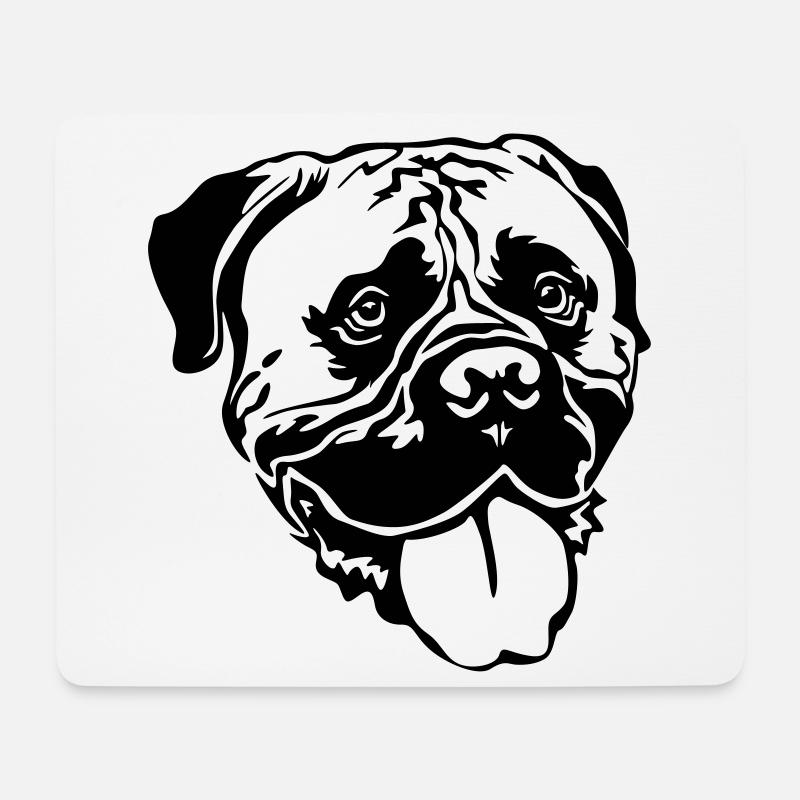 Bullmastiff Kopf - Mousepad (Querformat) - Weiß