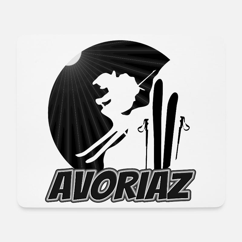 Avoriaz Ski-Silhouette-Sprung - Mousepad (Querformat) - Weiß