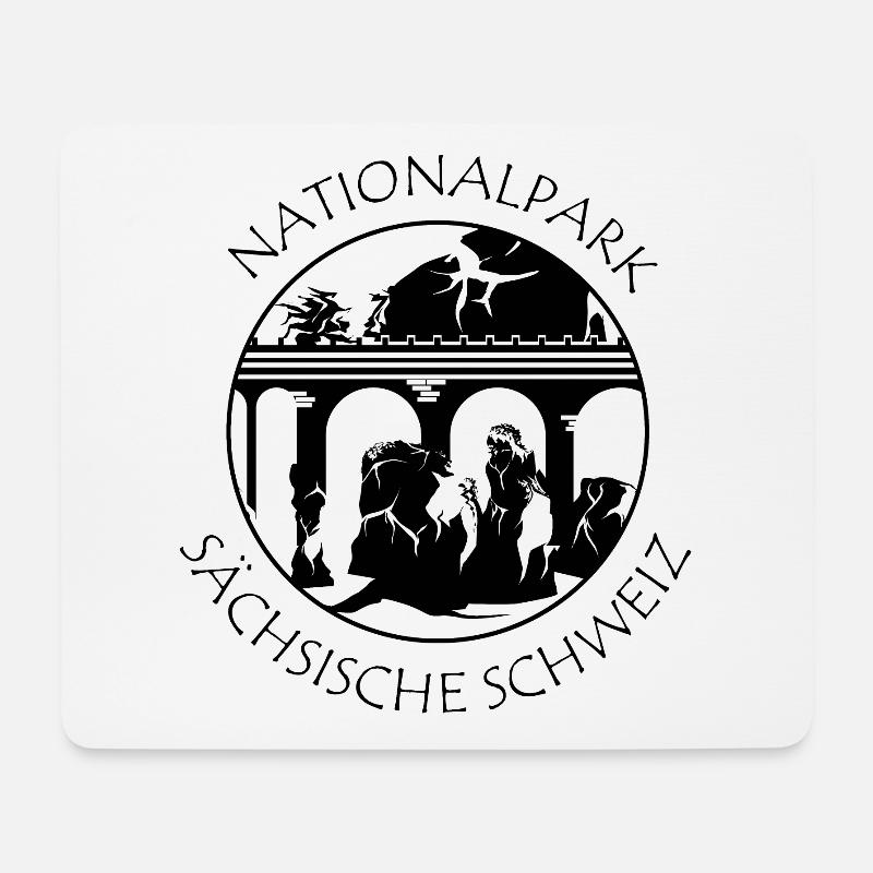 Nationalpark Sächsische Schweiz Bastei Symbol Logo - Mousepad (Querformat) - Weiß