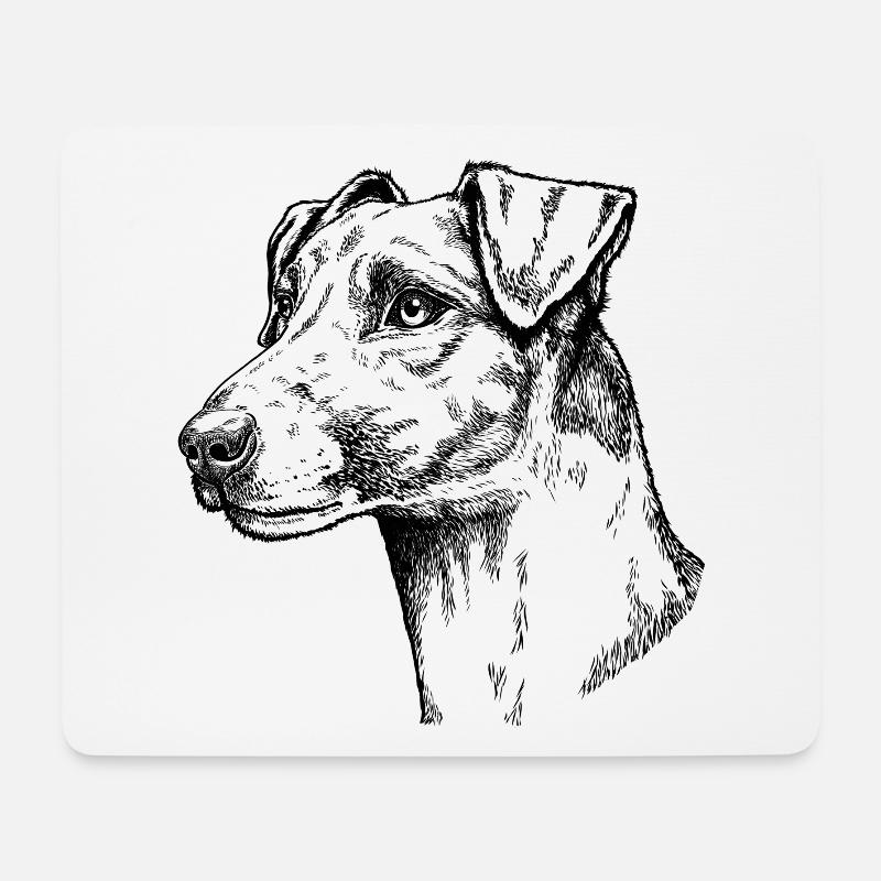 Foxterrier Glatthaar Portrait - Mousepad (Querformat) - Weiß