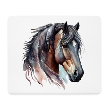Watercolor portrait of a bay horse - Mouse Pad (horizontal) - white - Front