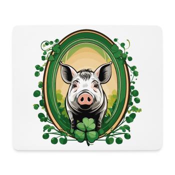 Cochon chanceux - Tapis de souris (format paysage) - blanc - Devant