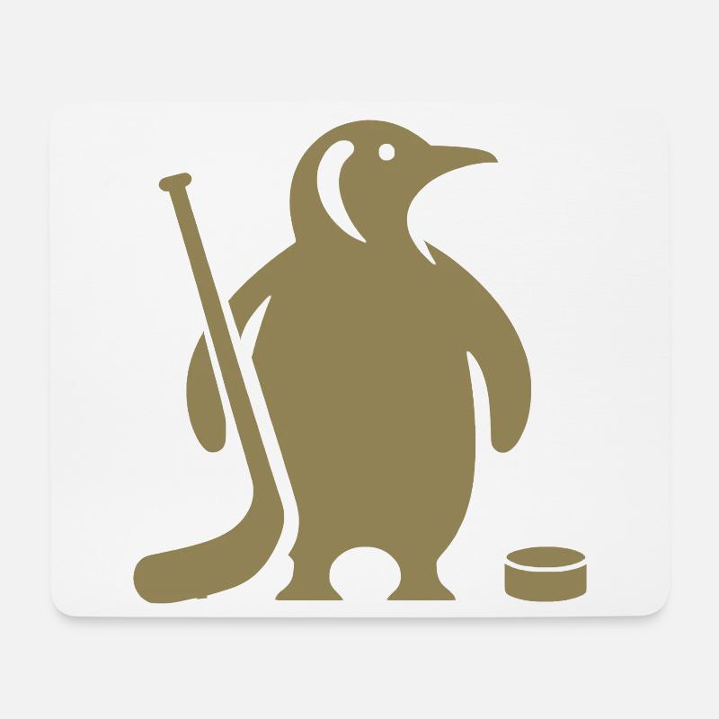 Minimalistische Pinguin Eishockey Silhouette - Mousepad (Querformat) - Weiß