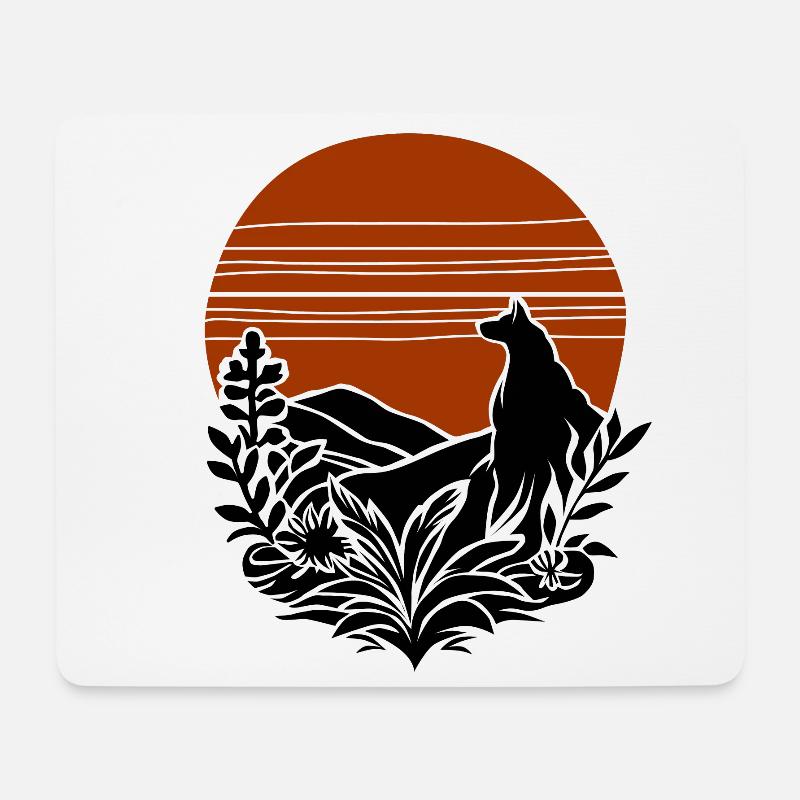 vintage wolf - Mousepad (Querformat) - Weiß