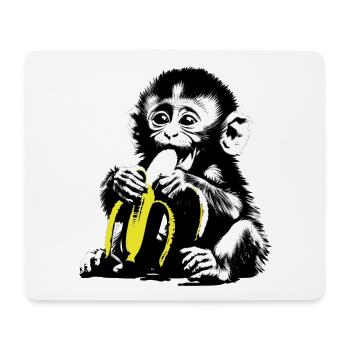 Verspieltes Affenmotiv mit Banane - Mousepad (Querformat) - Weiß - Vorne