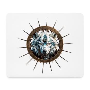 Awesome white steampunk wolf. - Mouse Pad (horizontal) - white - Front