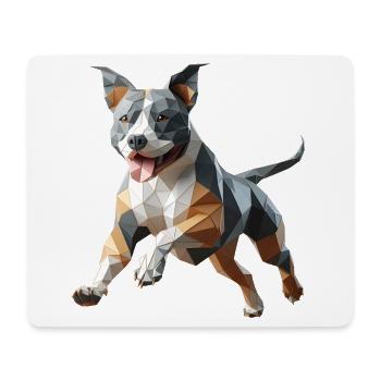 Staffy Origami 3D geometrischer Hund - Mousepad (Querformat) - Weiß - Vorne