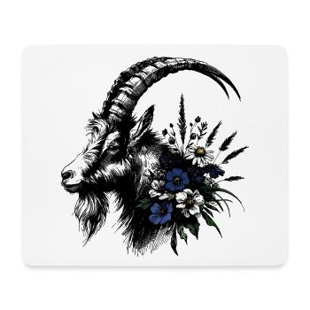 Capricorn Flowers Alps Mountains Illustration - Mouse Pad (horizontal) - white - Front