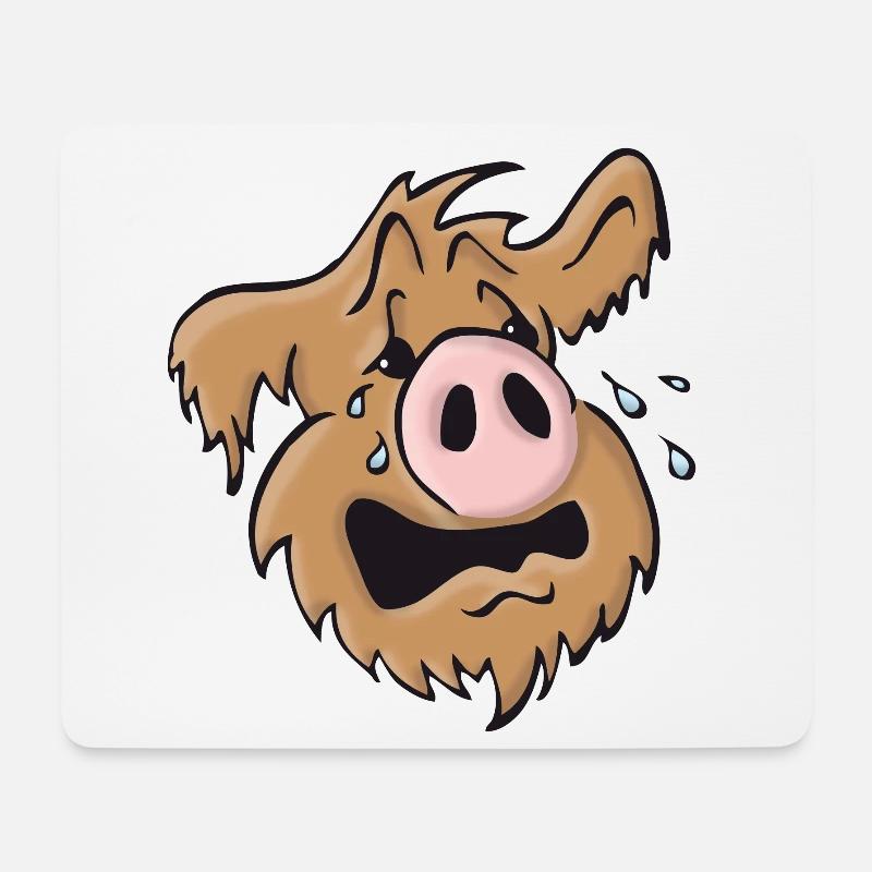 Schweinehund heulend - Mousepad (Querformat) - Weiß