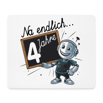 vierter Geburtstag, 4. Geburtstag kleiner Roboter - Mousepad (Querformat) - Weiß - Vorne