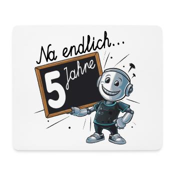 fünfter Geburtstag, 5. Geburtstag kleiner Roboter - Mousepad (Querformat) - Weiß - Vorne