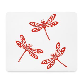 Trio of Red Dragonflies - Mouse Pad (horizontal) - white - Front