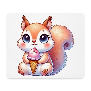 The cute squirrel enjoys a colorful ice cream - Mouse Pad (horizontal) - white - Front