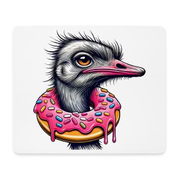 witziger Augenschmaus - Vogel Strauß mit Donut - Mousepad (Querformat) - Weiß - Vorne