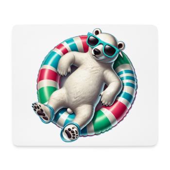 Ein relaxter Eisbär auf einem Schwimmreifen - Mousepad (Querformat) - Weiß - Vorne