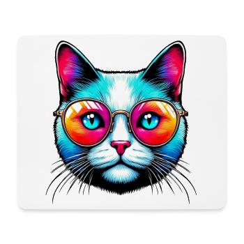 Kater mit Sonnenbrille - Mousepad (Querformat) - Weiß - Vorne