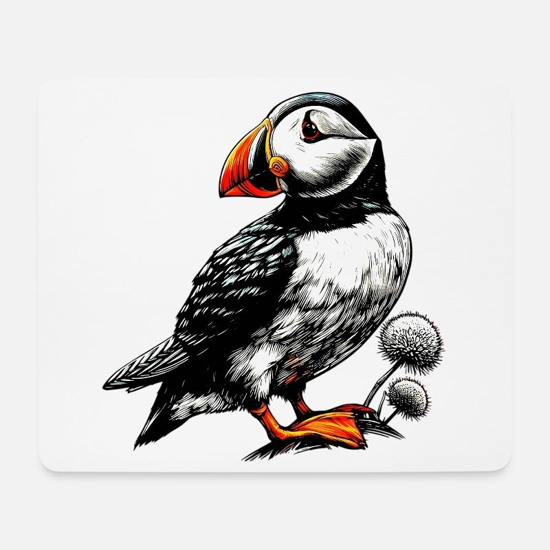 Papageitaucher - Mousepad (Querformat) - Weiß