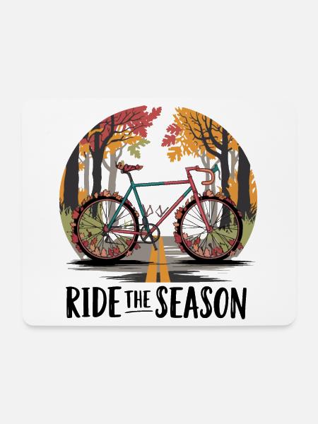 Herbstliche Fahrradstraßenszene - Mousepad (Querformat) - Weiß