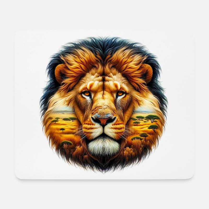 Löwe - Mousepad (Querformat) - Weiß