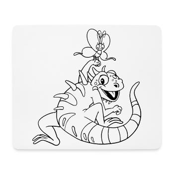 Iguana Kawaii coloring page hand-illustrated - Mouse Pad (horizontal) - white - Front