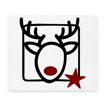 Reindeer with star and red nose - Mouse Pad (horizontal) - white - Front