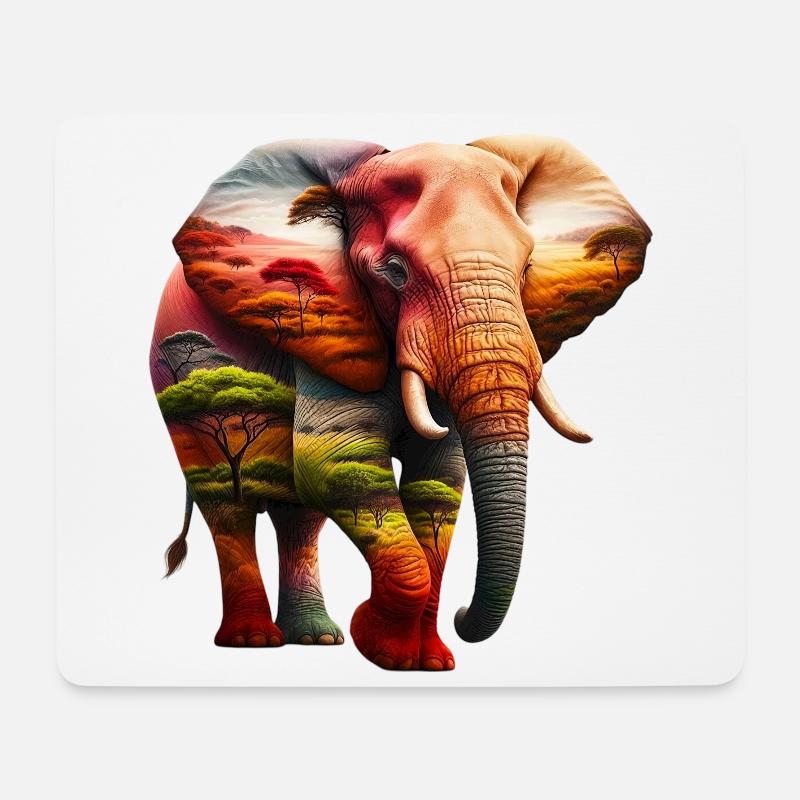 Elefant - Mousepad (Querformat) - Weiß