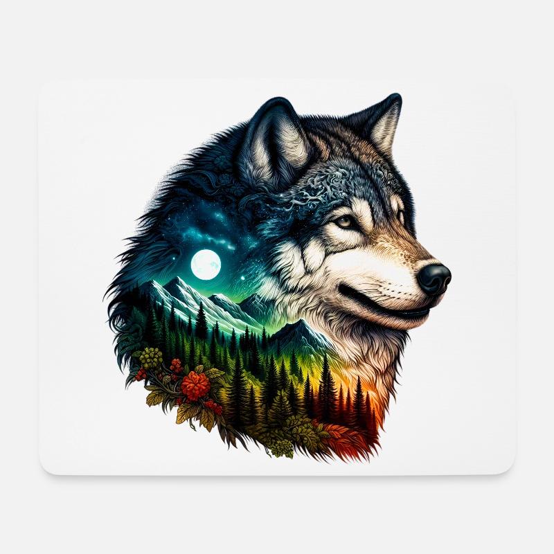 Wolf - Mousepad (Querformat) - Weiß
