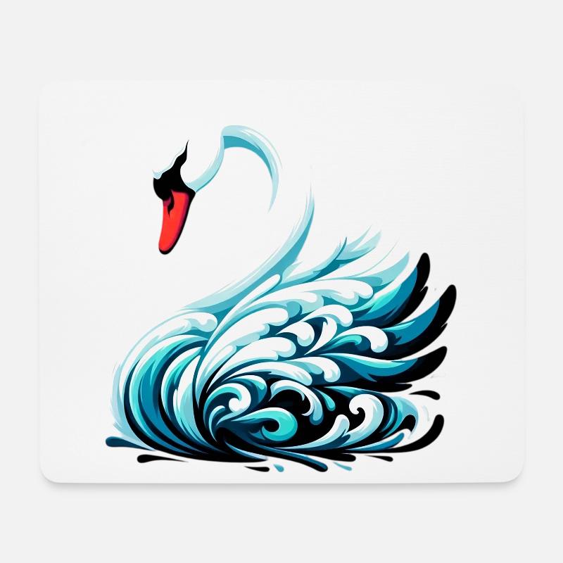 Schwan - Mousepad (Querformat) - Weiß