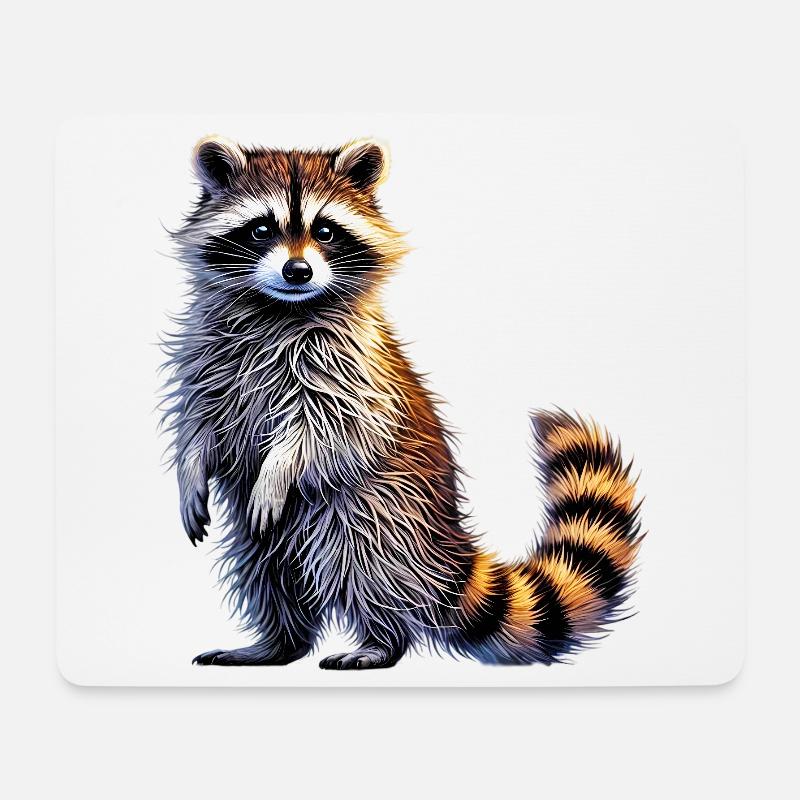 Waschbär - Mousepad (Querformat) - Weiß