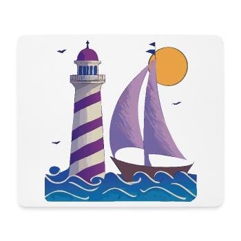 Phare avec bateau - Tapis de souris (format paysage) - blanc - Devant