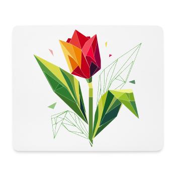 Geometrische Tulpe – Eleganz in Polygonen - Mousepad (Querformat) - Weiß - Vorne