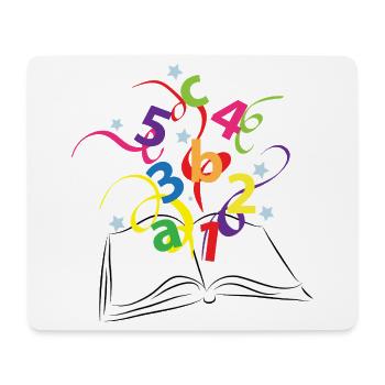 Livre avec des lettres et des chiffres colorés - Tapis de souris (format paysage) - blanc - Devant