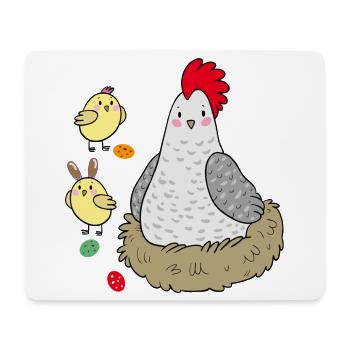 Poulet dans le nid Pâques - Tapis de souris (format paysage) - blanc - Devant