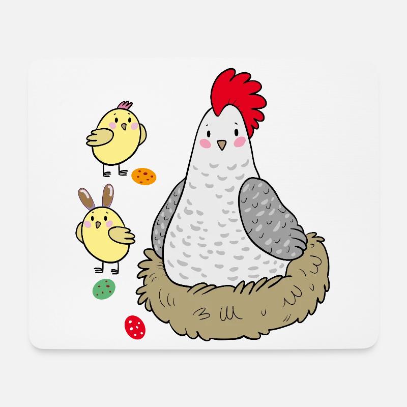 Huhn im Nest Ostern - Mousepad (Querformat) - Weiß