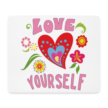 Love Yourself Herz mit kleinen Blüten - Mousepad (Querformat) - Weiß - Vorne