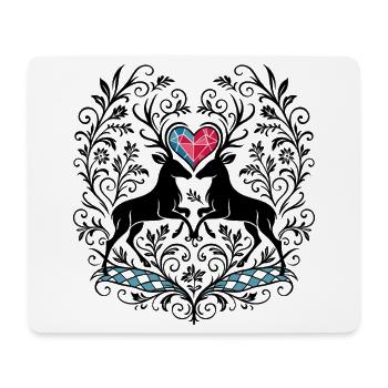 Hirsche Hirschherz Design - Alpenstilfür Volksfest - Mouse Pad (horizontal) - white - Front
