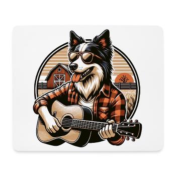Country Hund Mit Gitarre Border Collie Farm - Mousepad (Querformat) - Weiß - Vorne