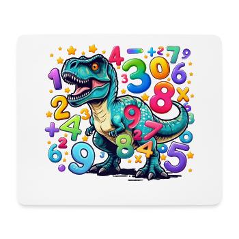 Zahlentag: Lebhafter Dinosaurier mit Zahlenchaos - Mousepad (Querformat) - Weiß - Vorne