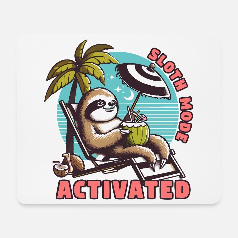 Faultiermodus - Sloth Mode Activated Faultier Rela - Mousepad (Querformat) - Weiß