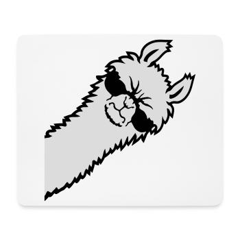 Lama Wütend Guckend Seite Sonnenbrille Cool Sauer - Mousepad (Querformat) - Weiß - Vorne