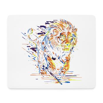 Lion Running Lion Head Colorful Predator Animal Wild - Mouse Pad (horizontal) - white - Front