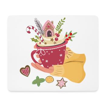  Weihnachtstasse mit Lebkuchenhaus Advent  - Mousepad (Querformat) - Weiß - Vorne