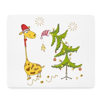 Giraffe mit Weihnachtsbaum - Mousepad (Querformat) - Weiß - Vorne