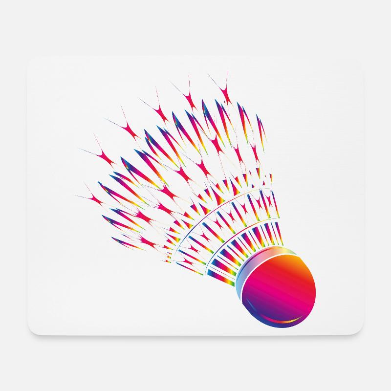 Bunter Federball – dynamisches Badminton Motiv - Mousepad (Querformat) - Weiß