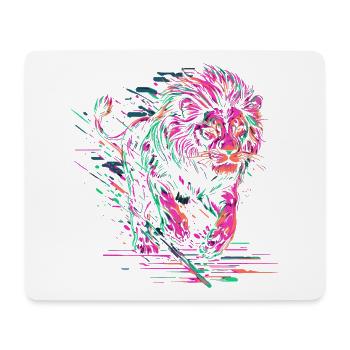 Lion courant Tête de Lion Coloré Prédateur Animal Sauvage - Tapis de souris (format paysage) - blanc - Devant