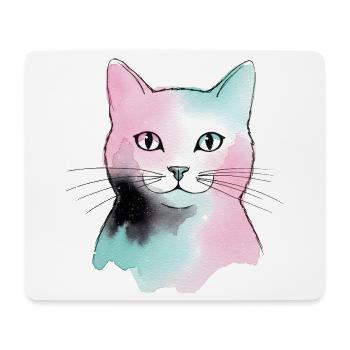 Pastellkatze Wasserfarben - Mousepad (Querformat) - Weiß - Vorne