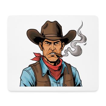 Cowboy mit Zigarre - Mousepad (Querformat) - Weiß - Vorne
